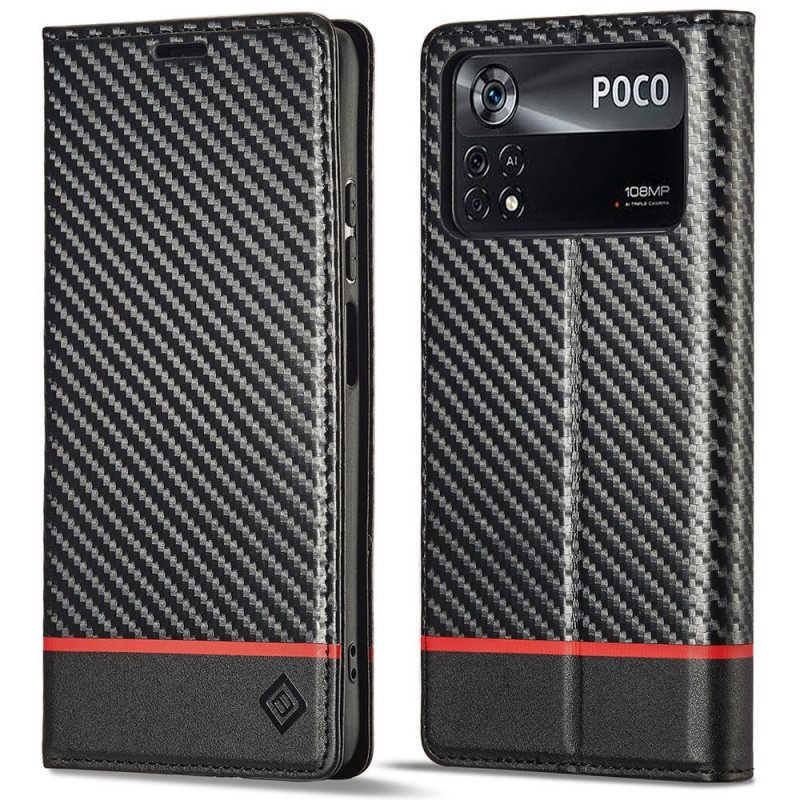 θηκη κινητου Poco X4 Pro 5G Θήκη Flip Ανθρακονήματα Lc.imeeke