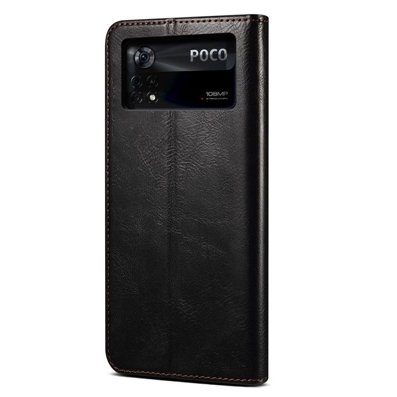 θηκη κινητου Poco X4 Pro 5G Θήκη Flip Κερωμένο Συνθετικό Δέρμα