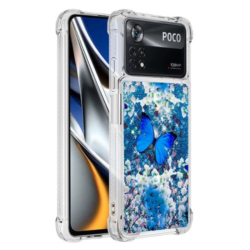 Θήκη Poco X4 Pro 5G Glitter Blue Butterflies