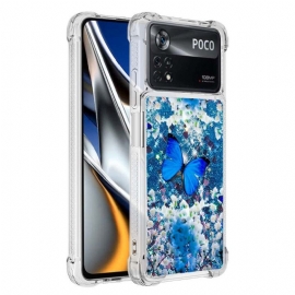 Θήκη Poco X4 Pro 5G Glitter Blue Butterflies