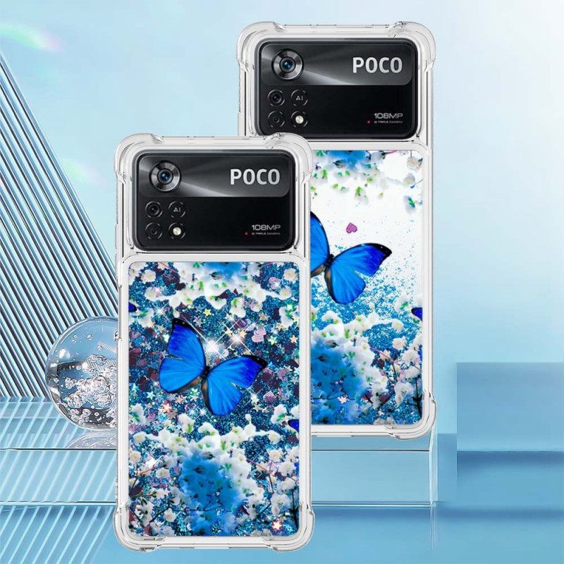 Θήκη Poco X4 Pro 5G Glitter Blue Butterflies