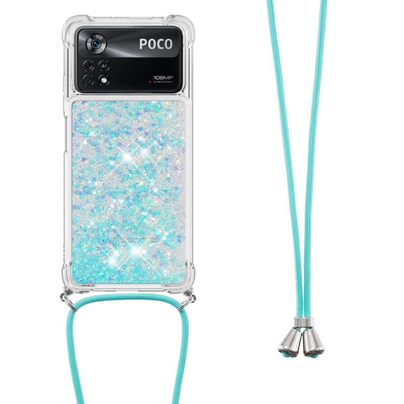 Θήκη Poco X4 Pro 5G Sequin Tree Με Κορδόνι