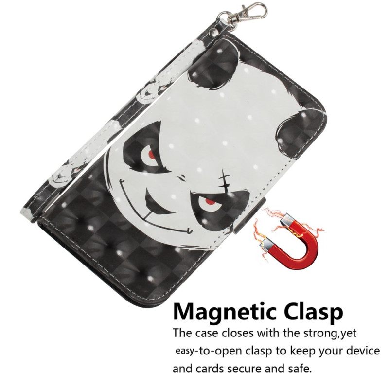 Δερματινη Θηκη Google Pixel 9 Angry Panda Love With Strap Σιλικόνης