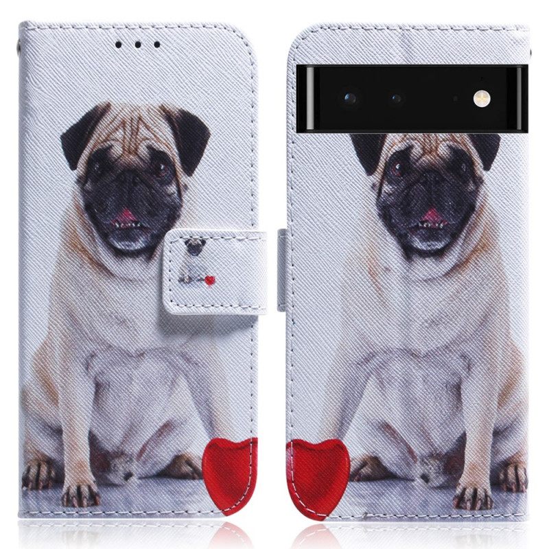 δερματινη θηκη Google Pixel 6 Pug Dog