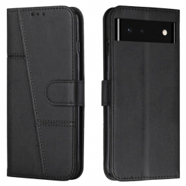 Θήκη Flip Google Pixel 6 με κορδονι Strappy Geo Leather Effect