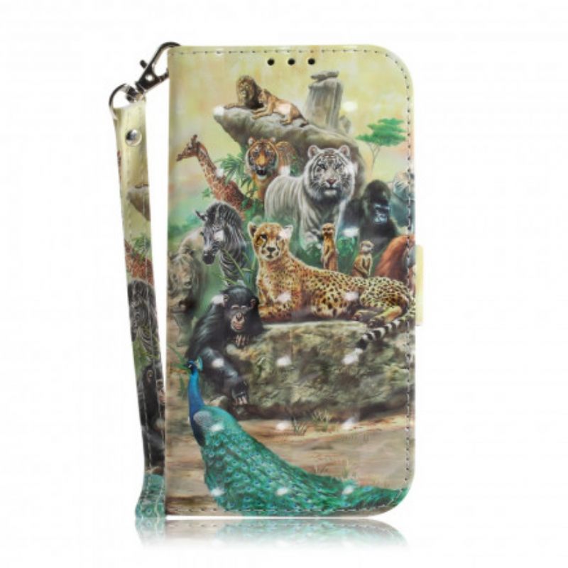 Κάλυμμα Moto G9 Plus με κορδονι Safari Animals Strap