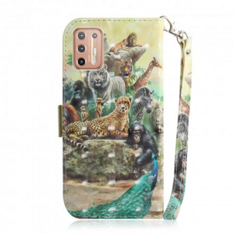 Κάλυμμα Moto G9 Plus με κορδονι Safari Animals Strap