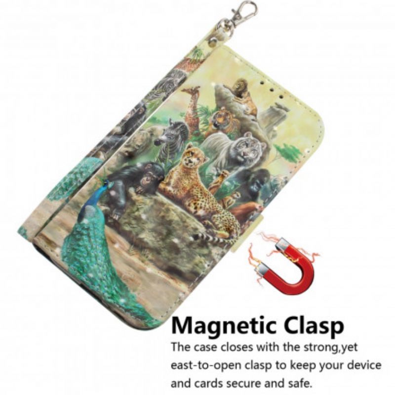 Κάλυμμα Moto G9 Plus με κορδονι Safari Animals Strap