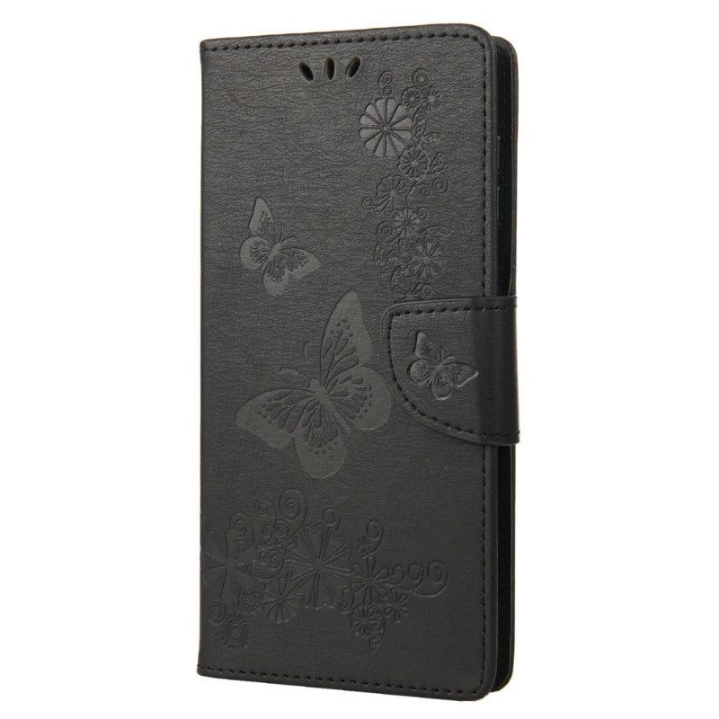 δερματινη θηκη Samsung Galaxy M23 5G με κορδονι Strap Butterflies