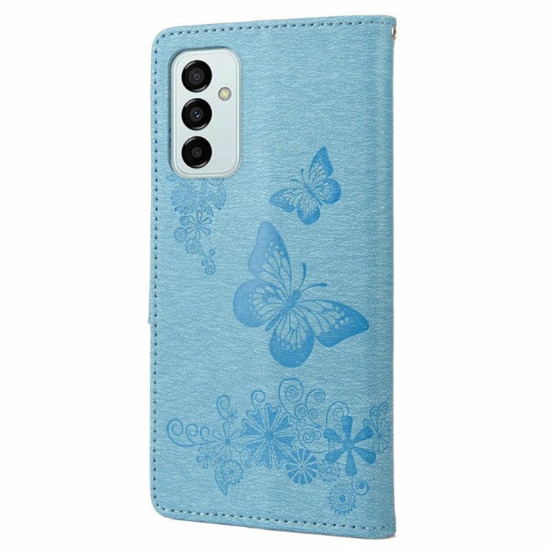 δερματινη θηκη Samsung Galaxy M23 5G με κορδονι Strap Butterflies