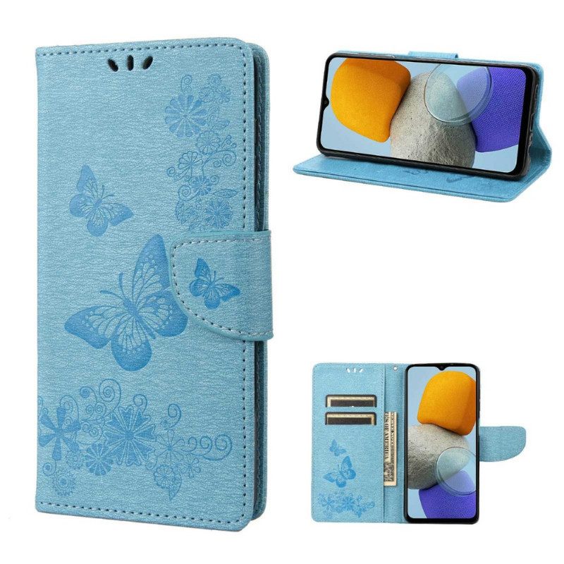 δερματινη θηκη Samsung Galaxy M23 5G με κορδονι Strap Butterflies