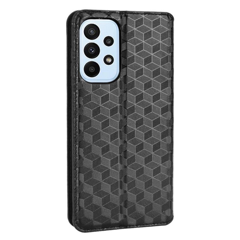 θηκη κινητου Samsung Galaxy M23 5G Θήκη Flip 3d Cube Leather Effect