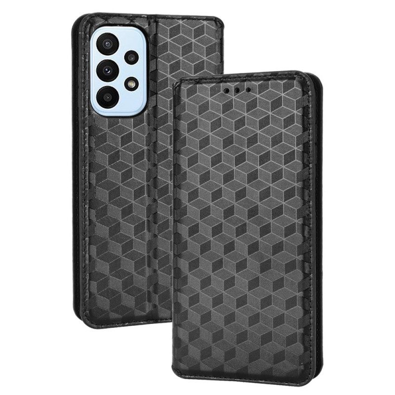 θηκη κινητου Samsung Galaxy M23 5G Θήκη Flip 3d Cube Leather Effect