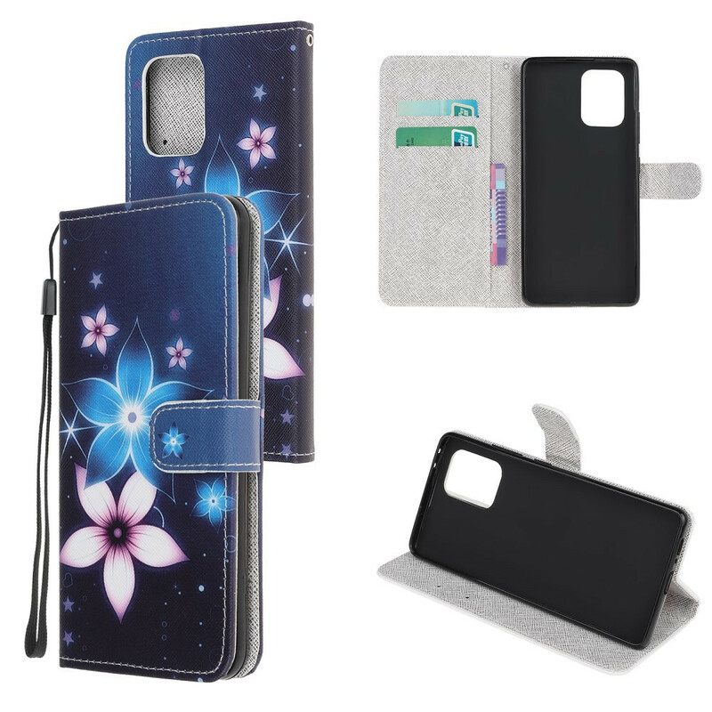 δερματινη θηκη Samsung Galaxy S10 Lite με κορδονι Lunar Strap Flowers