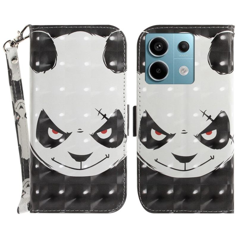 Δερματινη Θηκη Poco X6 5g Angry Panda Με Λουράκι