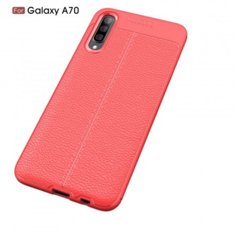 Θήκη Samsung Galaxy A70 Δερμάτινο Εφέ Litchi Double Line