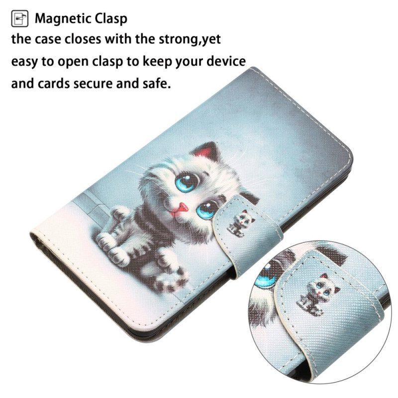 Κάλυμμα Xiaomi 12T / 12T Pro με κορδονι Strappy Blue Eyed Cat