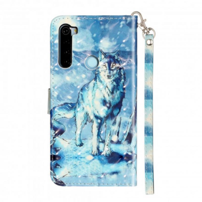 δερματινη θηκη Xiaomi Redmi Note 8T με κορδονι Προβολείς Wolf Light Strap