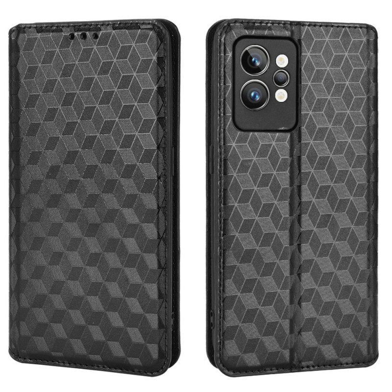 θηκη κινητου Realme GT2 Pro Θήκη Flip 3d Cube Leather Effect