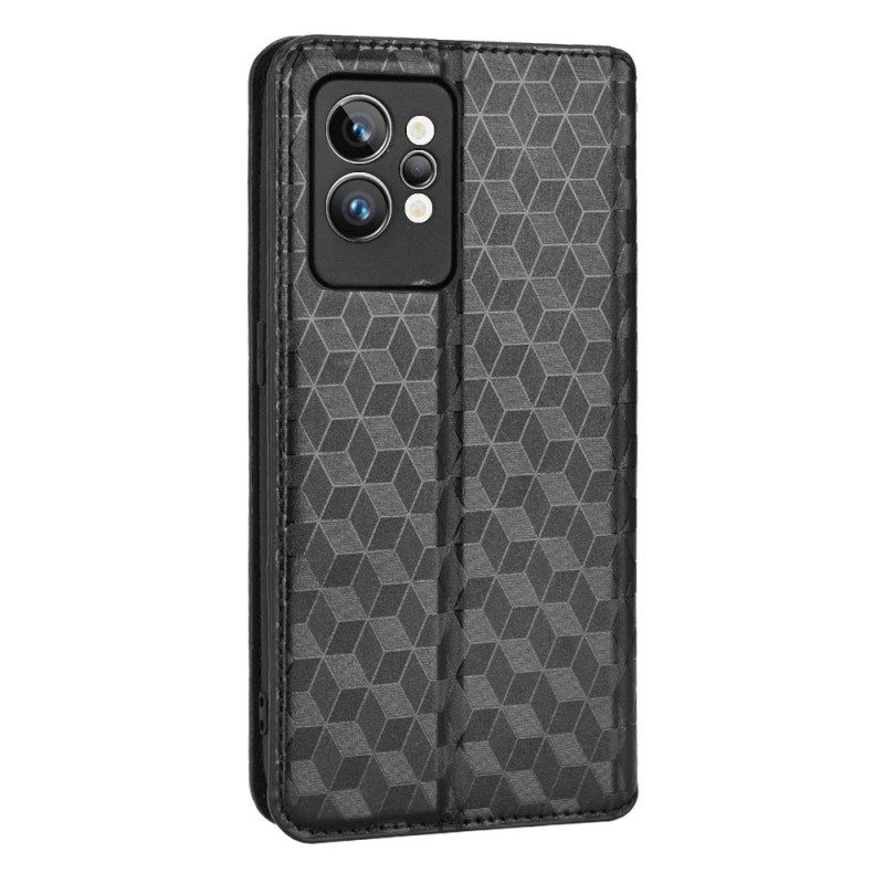 θηκη κινητου Realme GT2 Pro Θήκη Flip 3d Cube Leather Effect