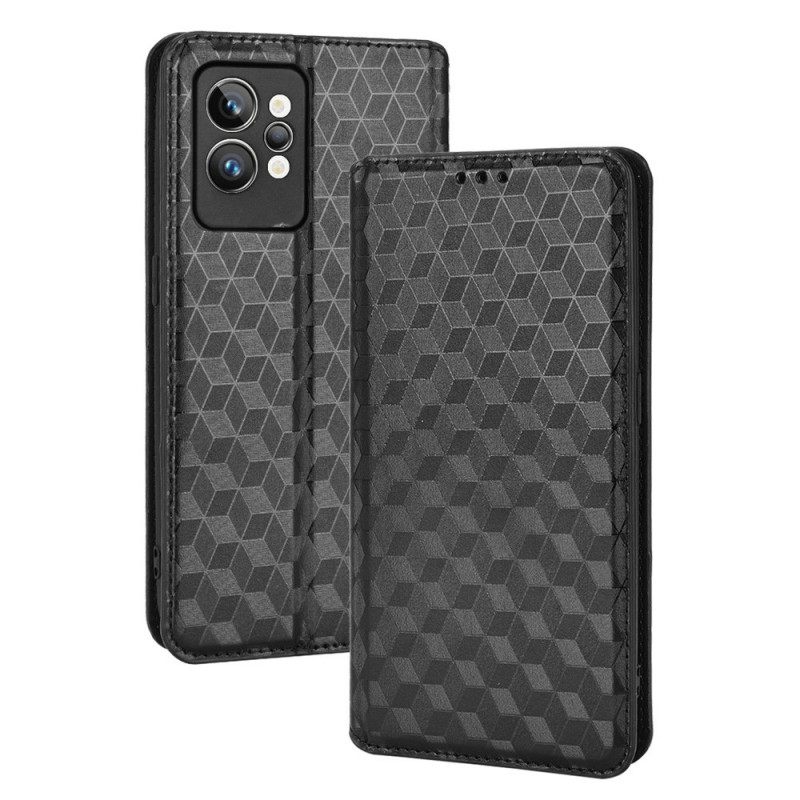 θηκη κινητου Realme GT2 Pro Θήκη Flip 3d Cube Leather Effect