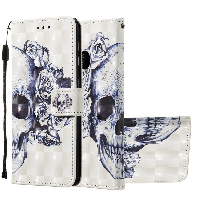 δερματινη θηκη Samsung Galaxy A20e Floral Skull