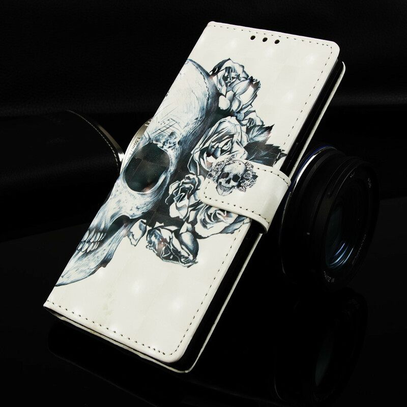 δερματινη θηκη Samsung Galaxy A20e Floral Skull