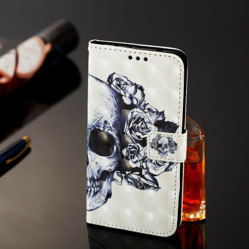 δερματινη θηκη Samsung Galaxy A20e Floral Skull