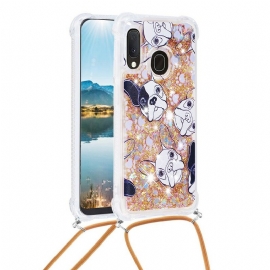 θηκη κινητου Samsung Galaxy A20e με κορδονι Sequin Cord Dogs