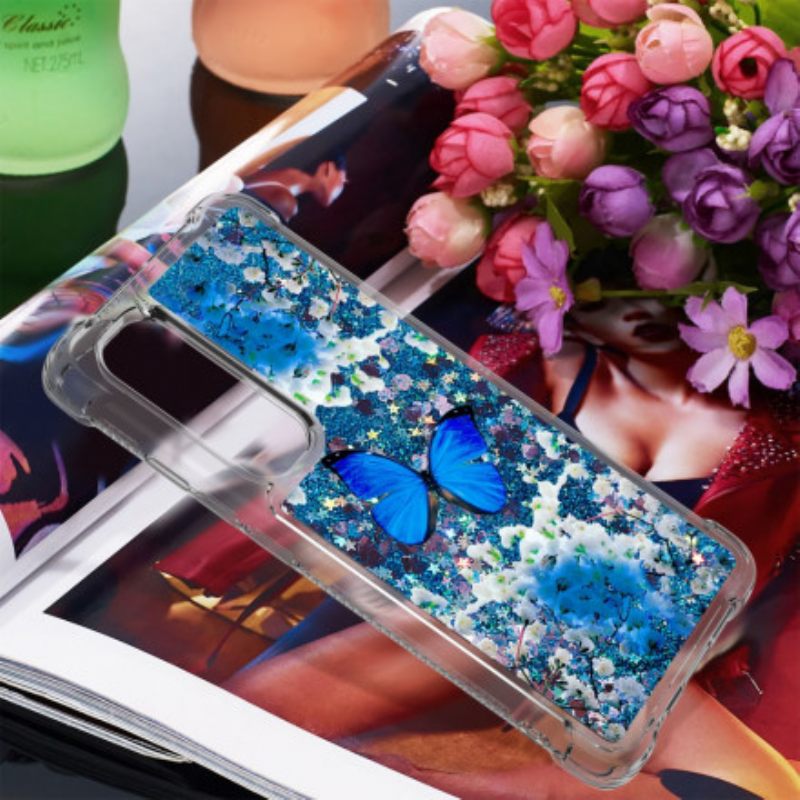 Θήκη Xiaomi Mi Note 10 Lite Glitter Blue Butterflies