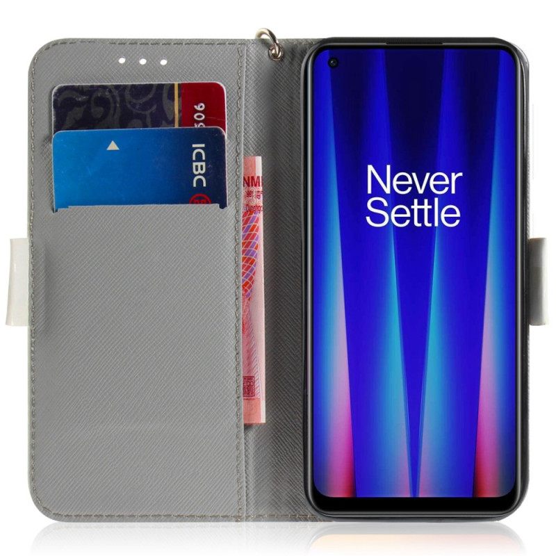 δερματινη θηκη OnePlus Nord 2T 5G με κορδονι Λουλούδια Magnolia Strap