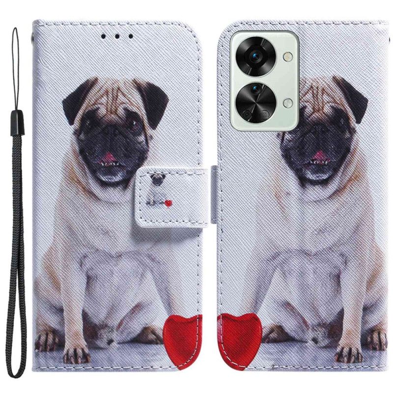 Κάλυμμα OnePlus Nord 2T 5G με κορδονι Strappy Pug Dog