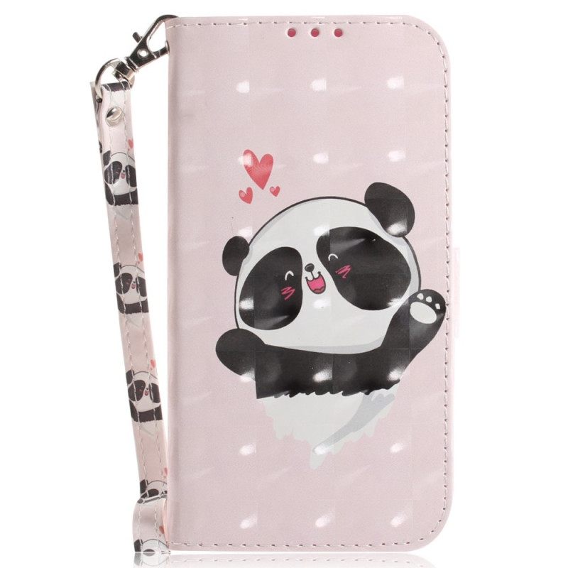 Θήκη Flip OnePlus Nord 2T 5G με κορδονι Panda Love Strap