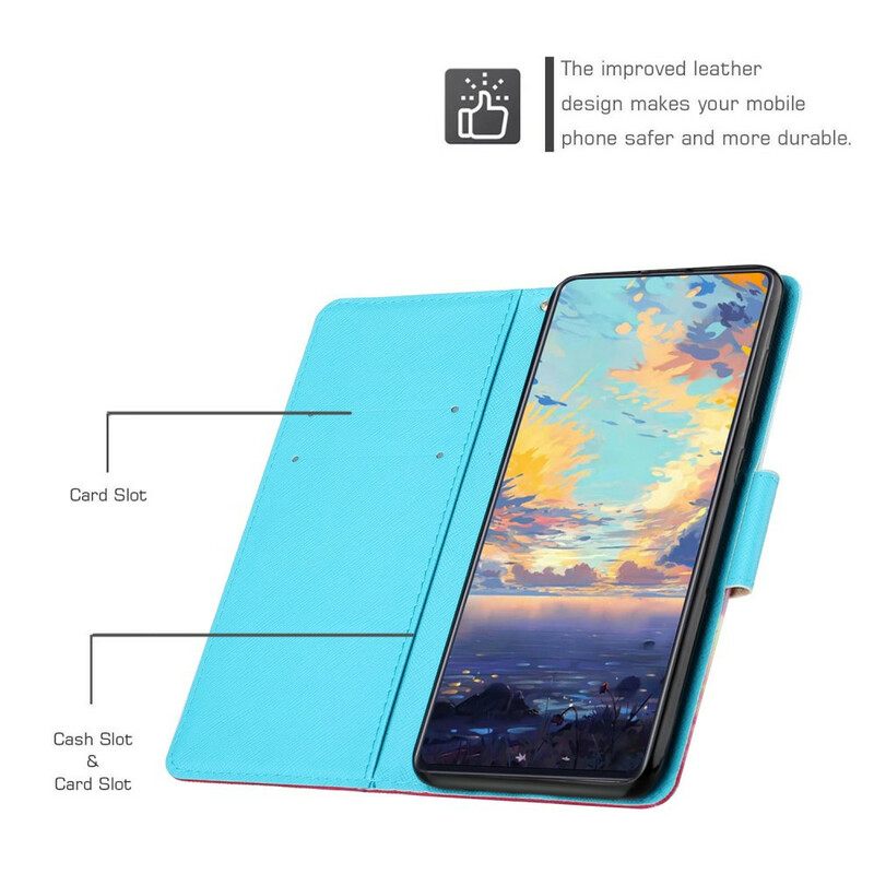 Θήκη Flip Xiaomi Redmi Note 10 5G / Poco M3 Pro 5G με κορδονι Λουλούδι Με Λουρί