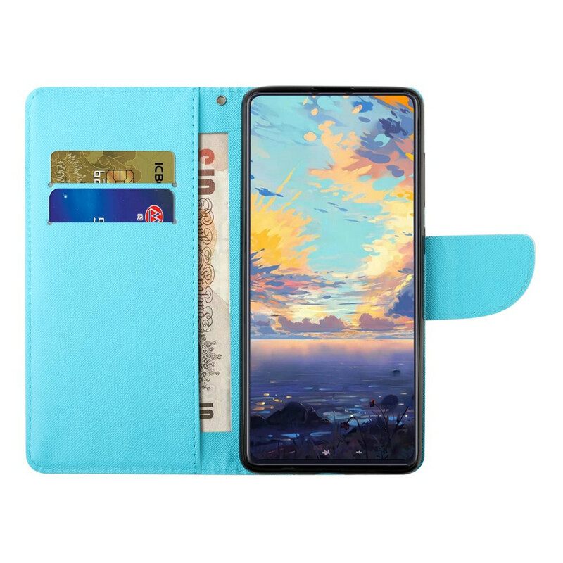 Θήκη Flip Xiaomi Redmi Note 10 5G / Poco M3 Pro 5G με κορδονι Λουλούδι Με Λουρί