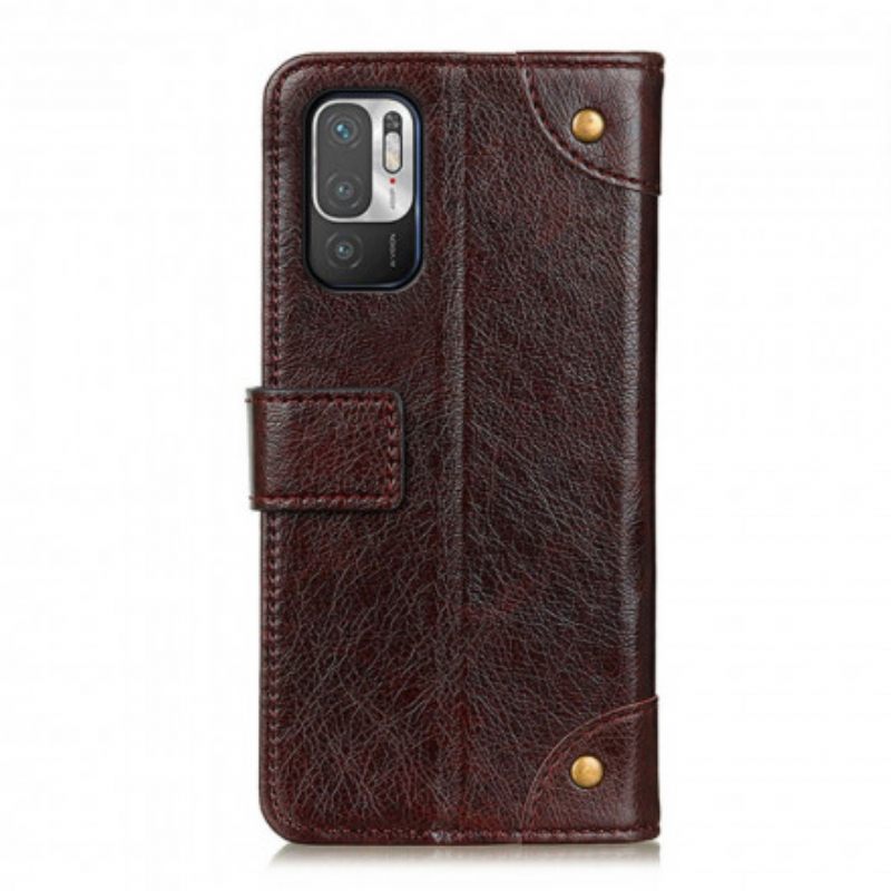 Θήκη Flip Xiaomi Redmi Note 10 5G / Poco M3 Pro 5G Vintage Πριτσίνια Nappa Leather Style