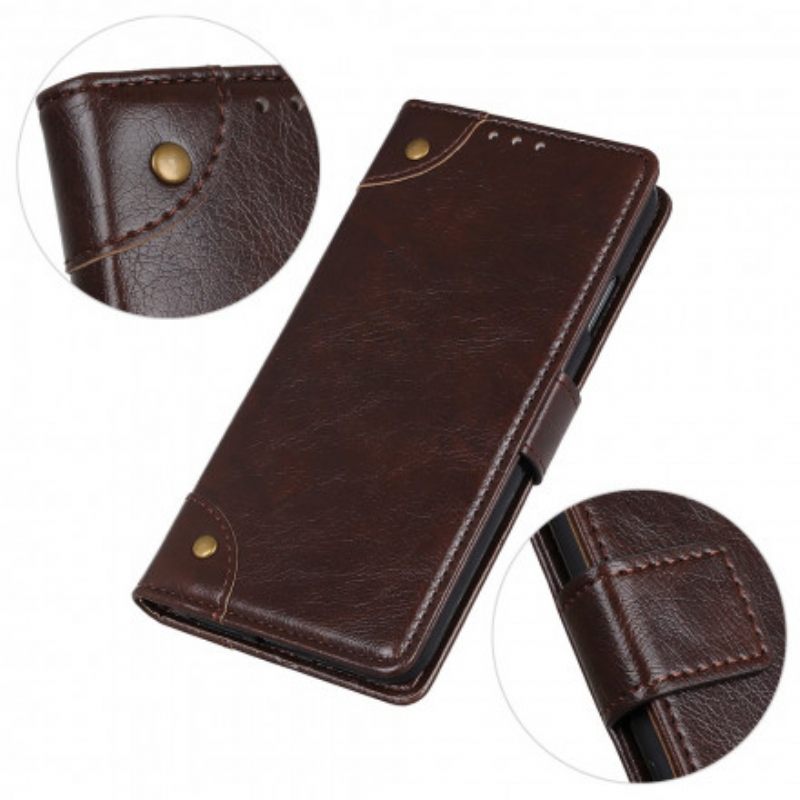 Θήκη Flip Xiaomi Redmi Note 10 5G / Poco M3 Pro 5G Vintage Πριτσίνια Nappa Leather Style