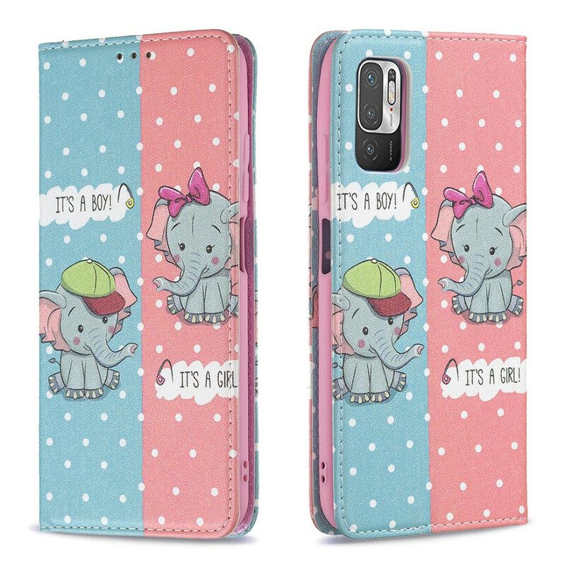 θηκη κινητου Xiaomi Redmi Note 10 5G / Poco M3 Pro 5G Θήκη Flip Baby Elephants