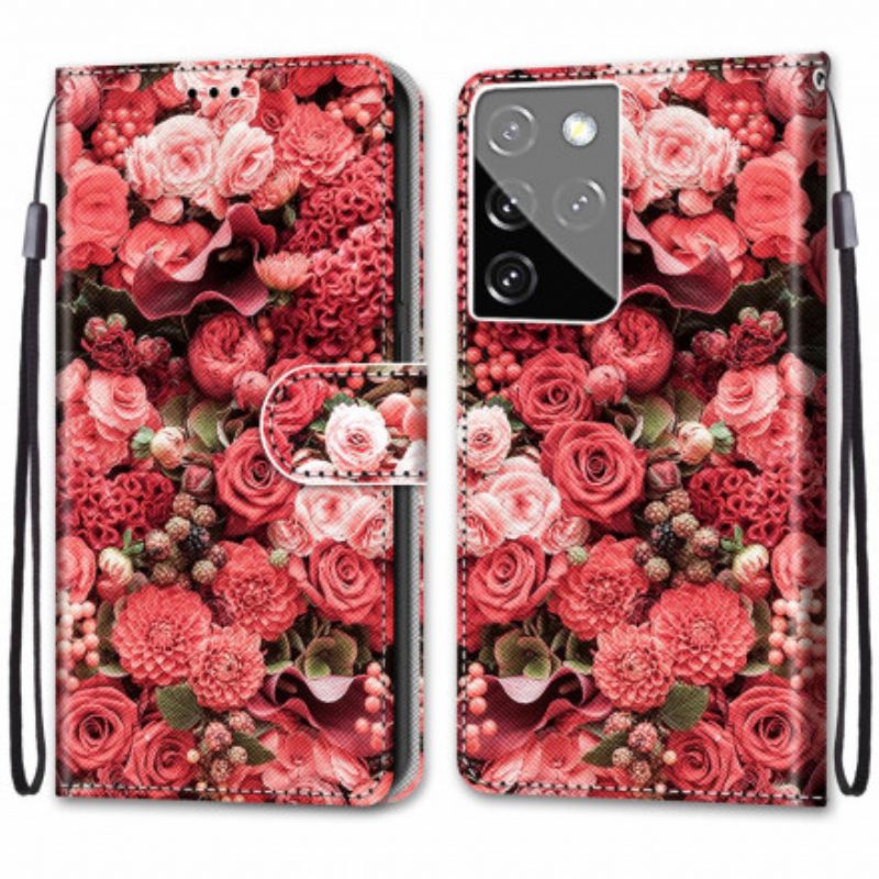 δερματινη θηκη Samsung Galaxy S21 Ultra 5G Floral Romance