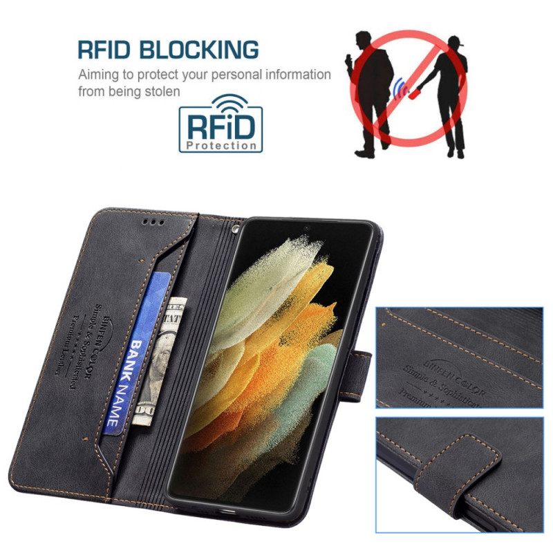 Θήκη Flip Samsung Galaxy S21 Ultra 5G Binfen Color Rfid