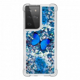 θηκη κινητου Samsung Galaxy S21 Ultra 5G Glitter Blue Butterflies