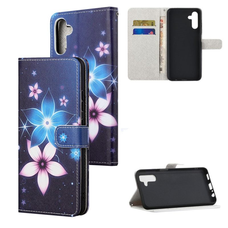 Θήκη Flip Samsung Galaxy A13 5G με κορδονι Lunar Strap Flowers