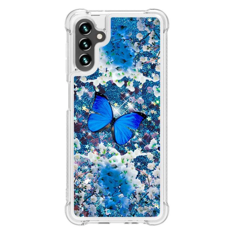 Θήκη Samsung Galaxy A13 5G Glitter Blue Butterflies