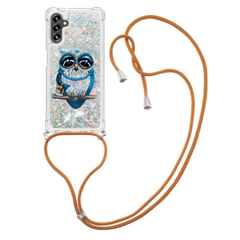 Θήκη Samsung Galaxy A13 5G με κορδονι Στο Miss Owl Glitter Cord