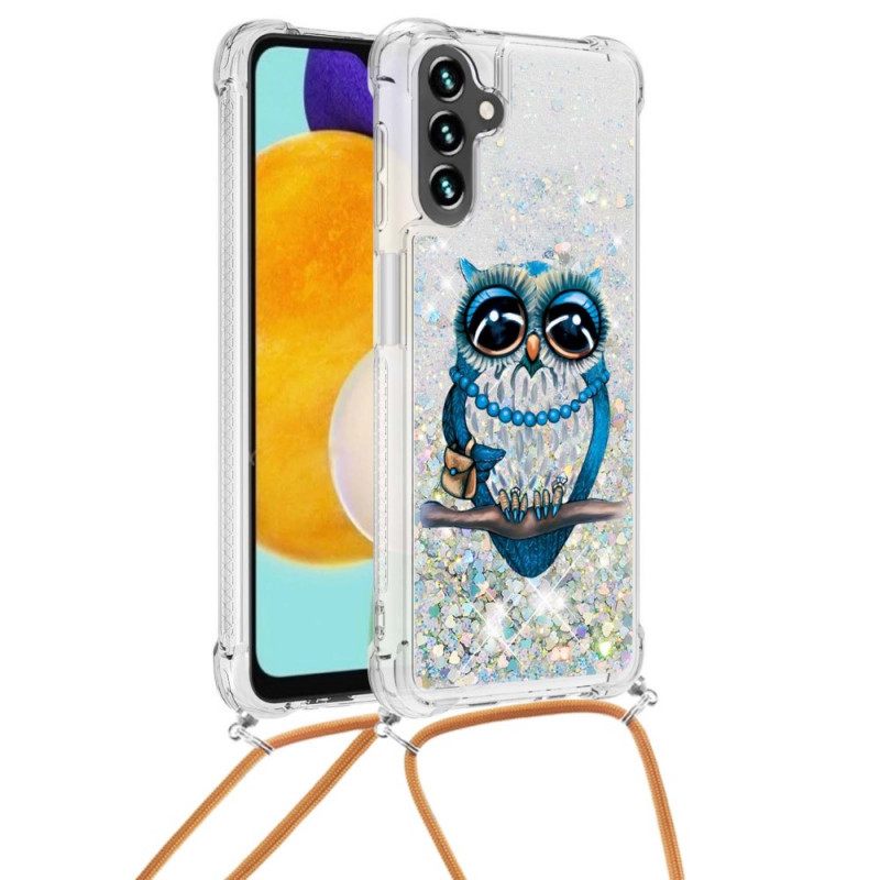 Θήκη Samsung Galaxy A13 5G με κορδονι Στο Miss Owl Glitter Cord