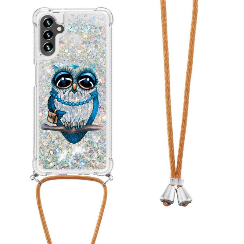 Θήκη Samsung Galaxy A13 5G με κορδονι Στο Miss Owl Glitter Cord