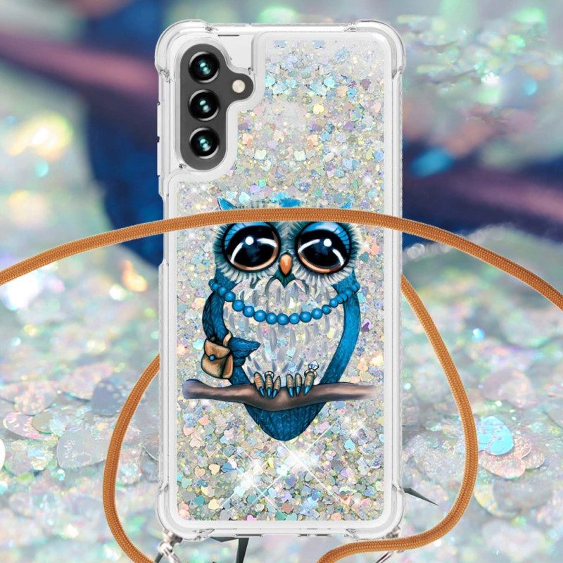 Θήκη Samsung Galaxy A13 5G με κορδονι Στο Miss Owl Glitter Cord