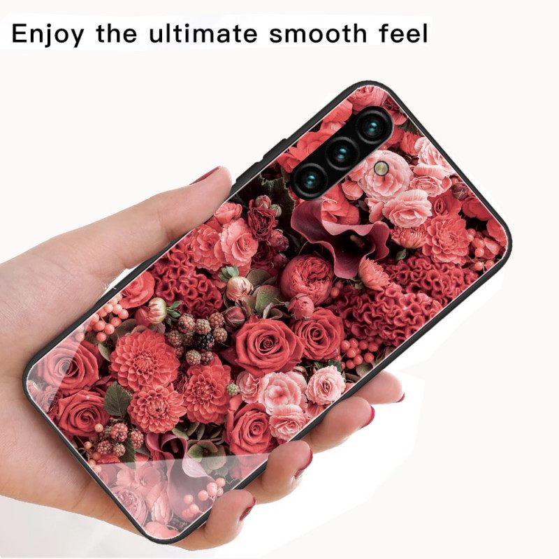 Θήκη Samsung Galaxy A13 5G Pink Flowers Σκληρυμένο Γυαλί