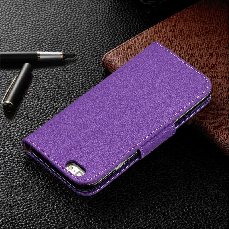 Θήκη Flip iPhone 6 / 6S με κορδονι Χρωματιστό Λουράκι Litchi Leather Effect