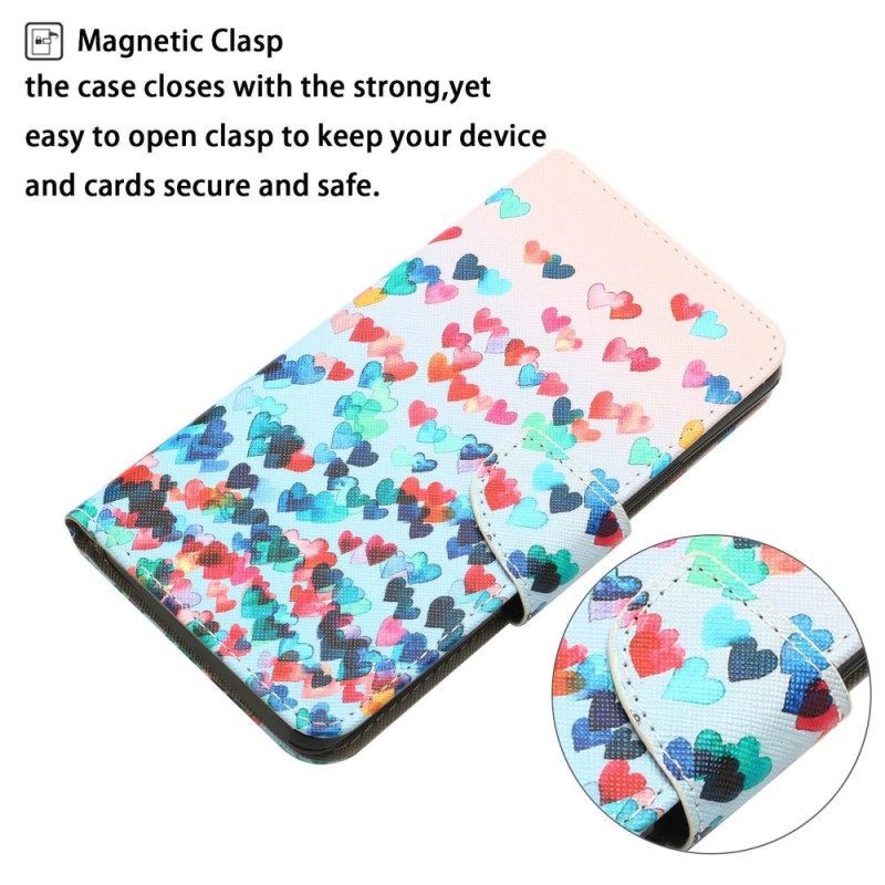 Κάλυμμα Samsung Galaxy A14 / A14 5G με κορδονι Strappy Hearts Rain